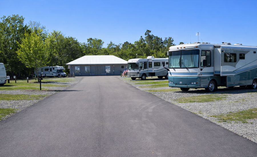 Quiet RV park under clear skies